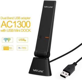 img 3 attached to 🔌 WAVLINK USB WiFi Adapter for PC, AC1300Mbps Dual Band Wireless Network Adapter with USB Mini Dock, High Gain 5dBi Antenna and WPS Function for Windows and Mac OS X - Enhance Internet Connectivity for Desktops and Laptops