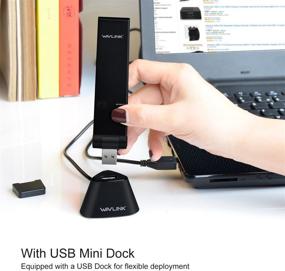 img 1 attached to 🔌 WAVLINK USB WiFi Adapter for PC, AC1300Mbps Dual Band Wireless Network Adapter with USB Mini Dock, High Gain 5dBi Antenna and WPS Function for Windows and Mac OS X - Enhance Internet Connectivity for Desktops and Laptops
