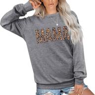 leopard print mama sweatshirt for women - funny letter print mom blouse tops for casual, vacation, and long sleeve shirts logo