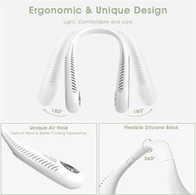 img 3 attached to 🌀 Zelaxy Portable Neck Fan | USB Personal Hands-Free Fan | Fashionable Sports Fan, Rechargeable Headphone Design Cooling Hanging Neck Fan | Neck Air with 3 Wind Speed for Outdoor Indoor Use (White)