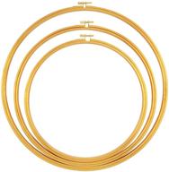 🌸 caydo set of 3 large wooden floral hoop wreath macrame gold craft rings for dream catcher, embroidery display, wedding decor, wall hanging crafts (10 inch, 12 inch, 14 inch) logo