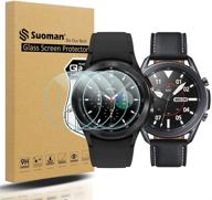 📱 защитное стекло suoman 4-pack для samsung galaxy watch 4 classic 46 мм (2021) / galaxy watch 3 45 мм (2020) - антицарапание, 2,5d твердость 9h логотип