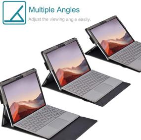 img 2 attached to 👉 RSAquar Case for Surface Pro 7 – Premium PU Leather Cover with Keyboard Compatibility & Multiple Viewing Angles, Jeans Grey