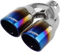 🔵 upower 2.5-3.5 inch dual exhaust tips tailpipe 2.5/3.5 9.75" length stainless steel polished vacuum plating blue 1.2mm thickness weld-on tail pipe (single wall, rolled edge) logo