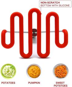 img 1 attached to 🥔 Red Silicone Jell-Cell Potato Masher - Premium Stainless Steel Non-Scratch Cookware for Smoothly Mashed Potatoes, Vegetables, and Fruits