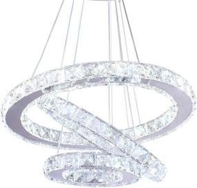 img 3 attached to 💡 Diisunbihuo Modern Crystal Chandeliers LED Pendant Lighting Dining Room Adjustable Ceiling Fixtures Stainless Steel 3 Rings Chandelier, Cool White