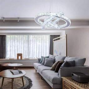 img 1 attached to 💡 Diisunbihuo Modern Crystal Chandeliers LED Pendant Lighting Dining Room Adjustable Ceiling Fixtures Stainless Steel 3 Rings Chandelier, Cool White