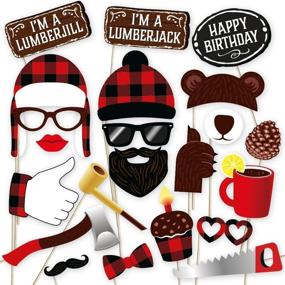 img 4 attached to 🌲 Lumberjack Party Photo Booth Props Set - Plaid Theme. 34 High-Quality Pieces for Perfect Lumberjack Party Decorations by PartyGraphix