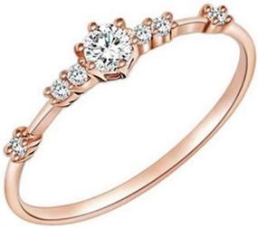 img 4 attached to 💍 Phetmanee Shop Women's 18K Rose Gold White Topaz Jewelry Wedding Proposal Ring Gift - Size 5-10 (Size 5)