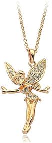 img 3 attached to Enchanting Tinkerbell Fairy Wings Necklace with Swarovski Elements - Stunning Gold Plated Pendant for Girls, Great as Fashion Jewelry Gift