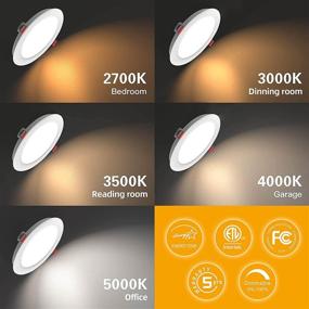 img 3 attached to OmiBrite 6 Pack 6 Inch Ultra-Thin LED Recessed Ceiling Light, 5cct Selectable 2700K/3000K/3500K/4000K/5000K, 12W 110W Equivalent, 950LM High Brightness Can-Killer Downlight, FCC, ETL, Energy Star Certified