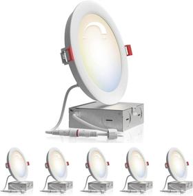 img 4 attached to OmiBrite 6 Pack 6 Inch Ultra-Thin LED Recessed Ceiling Light, 5cct Selectable 2700K/3000K/3500K/4000K/5000K, 12W 110W Equivalent, 950LM High Brightness Can-Killer Downlight, FCC, ETL, Energy Star Certified