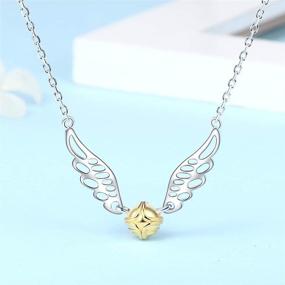 img 1 attached to Gleaming 925-Sterling-Silver Golden Flying Wings Necklaces: Elegant Gold Plated Pendant Jewelry Ideal for Women, Boys, and Girls