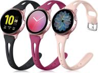 заменяемые силиконовые ремешки nofeda - совместимые с samsung galaxy watch active 2 40 мм/44 мм, galaxy watch 4 и galaxy watch 3 41 мм - узкие ремешки 20 мм для женщин (маленькие) - черные/розовые/фуксия логотип