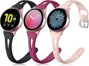 img 4 attached to Заменяемые силиконовые ремешки Nofeda - совместимые с Samsung Galaxy Watch Active 2 40 мм/44 мм, Galaxy Watch 4 и Galaxy Watch 3 41 мм - узкие ремешки 20 мм для женщин (маленькие) - черные/розовые/фуксия