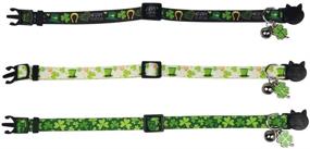 img 2 attached to 🍀 Lamphyface 3 Pack St. Patrick's Day Cat Collar Set: Bell Breakaway Adjustable Style!