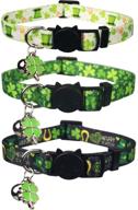 🍀 lamphyface 3 pack st. patrick's day cat collar set: bell breakaway adjustable style! логотип