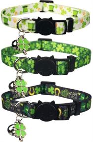 img 4 attached to 🍀 Lamphyface 3 Pack St. Patrick's Day Cat Collar Set: Bell Breakaway Adjustable Style!