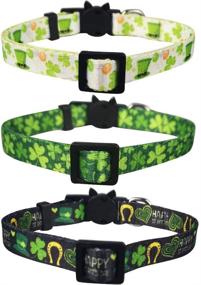 img 3 attached to 🍀 Lamphyface 3 Pack St. Patrick's Day Cat Collar Set: Bell Breakaway Adjustable Style!