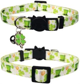 img 1 attached to 🍀 Lamphyface 3 Pack St. Patrick's Day Cat Collar Set: Bell Breakaway Adjustable Style!