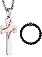 🏀 xiexiela baseball cross pendant necklaces | i can do all things strength bible verse stainless steel sport necklace | chain length 22"+3 logo