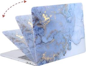 img 1 attached to 📱 MOSISO Plastic Watercolor Marble Hard Shell Case for MacBook Pro 15 inch, Compatible with 2016-2019 Release A1990 A1707 with Touch Bar, includes Keyboard Cover Skin & Screen Protector, Blue