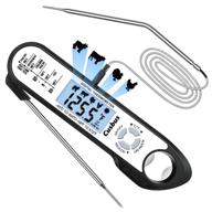 🌡️ cusbus digital meat thermometer: waterproof 2-in-1 instant read food thermometer for oven safe cooking with lcd backlight and alarm set - perfect for grill, kitchen, bbq, roast turkey logo