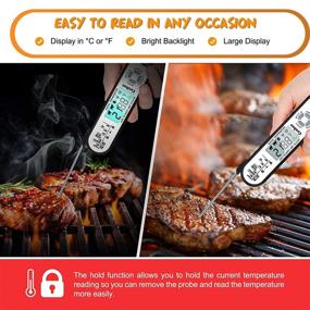 img 1 attached to 🌡️ Cusbus Digital Meat Thermometer: Waterproof 2-in-1 Instant Read Food Thermometer for Oven Safe Cooking with LCD Backlight and Alarm Set - Perfect for Grill, Kitchen, BBQ, Roast Turkey