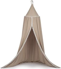 img 1 attached to 👑 Shop TILLYOU Princess Cotton Collection Nursery Bed Canopy for Girls - Perfect Fit for Standard/Mini Baby Crib and Toddler Bed, Ideal Reading & Playing Nook, Game Tent for Kids Bedroom - Round Dome Net in Khaki