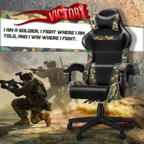 img 3 attached to 🎮 Huracan Gaming Chair Camo: Ultimate Comfort and Support for Adults, Teens, and Kids (Ages 8-12) - Carbon Fiber Leather, Adjustable Armrest, Headrest, and Lumbar Support