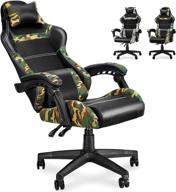 🎮 huracan gaming chair camo: ultimate comfort and support for adults, teens, and kids (ages 8-12) - carbon fiber leather, adjustable armrest, headrest, and lumbar support logo