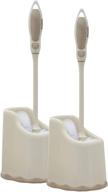 🚽 superio toilet brush and holder (2 pack) - efficient bathroom cleaning set with scrubbing wand, under rim lip brush, and storage caddy in beige logo