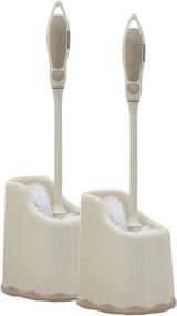 img 4 attached to 🚽 Superio Toilet Brush and Holder (2 Pack) - Efficient Bathroom Cleaning Set with Scrubbing Wand, Under Rim Lip Brush, and Storage Caddy in Beige