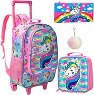 unicorn rolling backpack with wheels for books логотип