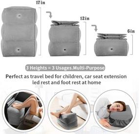 img 3 attached to 👣 Inflatable Travel Foot Rest Pillow: Portable Three Layers Height Foot Stool for Long Flights, Cars, Office – Grey (2PACK) with Pump Included