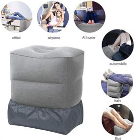 img 1 attached to 👣 Inflatable Travel Foot Rest Pillow: Portable Three Layers Height Foot Stool for Long Flights, Cars, Office – Grey (2PACK) with Pump Included