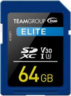 teamgroup elite 64gb uhs-i/u3 sdxc память карта u3 v30 4k uhd скорость чтения до 90 мб/с - идеально подходит для блогеров, кинорежиссеров, фотографов и кураторов контента - tesdxc64giv3001 логотип