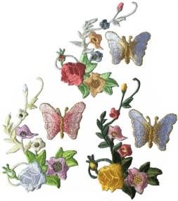 img 4 attached to 🌸 Embroidered Iron-On Appliques for Clothing, Bags, Hats: Flower & Butterfly Patches DIY Accessories