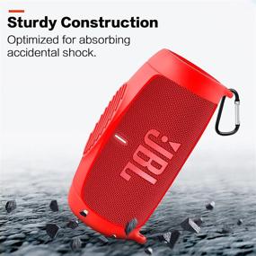 img 1 attached to JBL Charge 5 Силиконовый чехол - Портативная Bluetooth-колонка. Водонепроницаемый чехол для путешествий, защитный чехол с ремнем через плечо и карабином - Красный.