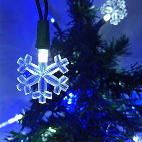 img 3 attached to ❄️ Blue and Cool White LED Snowflake Christmas Fairy Lights - 50 Count - Ideal for Holiday Decorations