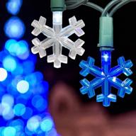 ❄️ blue and cool white led snowflake christmas fairy lights - 50 count - ideal for holiday decorations логотип