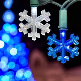 img 4 attached to ❄️ Blue and Cool White LED Snowflake Christmas Fairy Lights - 50 Count - Ideal for Holiday Decorations