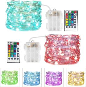 img 4 attached to 🎨 16 Color Changing Fairy Lights: Battery Operated Twinkle Lights with Remote – Perfect for Bedroom, Wedding, Christmas, Halloween – 16Ft 50LED, 2 Pack