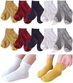 img 1 attached to 🧦 Unisex Kids Ankle Crew Socks – Cable Knit Casual Style, 1-10 Years