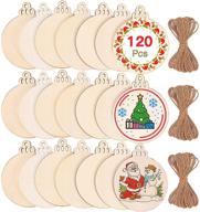 🎄 120pcs wood slices 3.5" wooden diy christmas ornaments unfinished predrilled wood circles crafts centerpieces round wooden discs hanging decorations by max fun logo