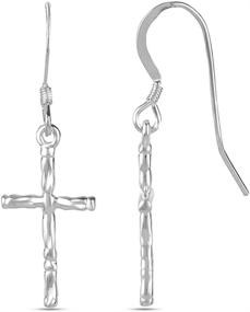 img 2 attached to LeCalla Women's Sterling Silver Cross 💎 Drop Dangle Earrings - Fashionable and Stylish