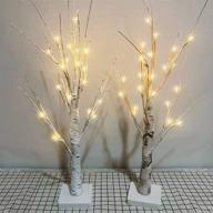 🌲 pack of 2 lighted birch tree tabletop decor, 2ft indoor birch christmas tree with warm white led lights, ideal for christmas home wedding holiday thanksgiving gifts логотип