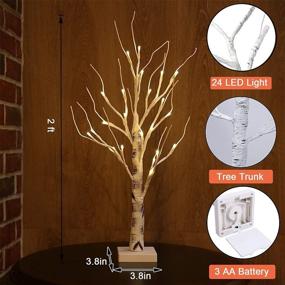 img 1 attached to 🌲 Pack of 2 Lighted Birch Tree Tabletop Decor, 2FT Indoor Birch Christmas Tree with Warm White LED Lights, Ideal for Christmas Home Wedding Holiday Thanksgiving Gifts