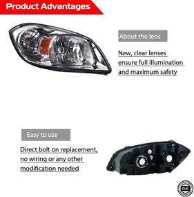 img 3 attached to Сборка фар с хромированным корпусом GCVCB05-A2, совместимая с Chevy Cobalt 2005-2010 / Pursuit 2005-2006 / Pontiac G5 2007-2009 - прозрачная линза с янтарными отражателями