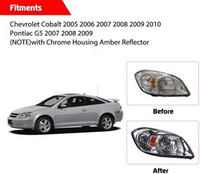 img 2 attached to Сборка фар с хромированным корпусом GCVCB05-A2, совместимая с Chevy Cobalt 2005-2010 / Pursuit 2005-2006 / Pontiac G5 2007-2009 - прозрачная линза с янтарными отражателями